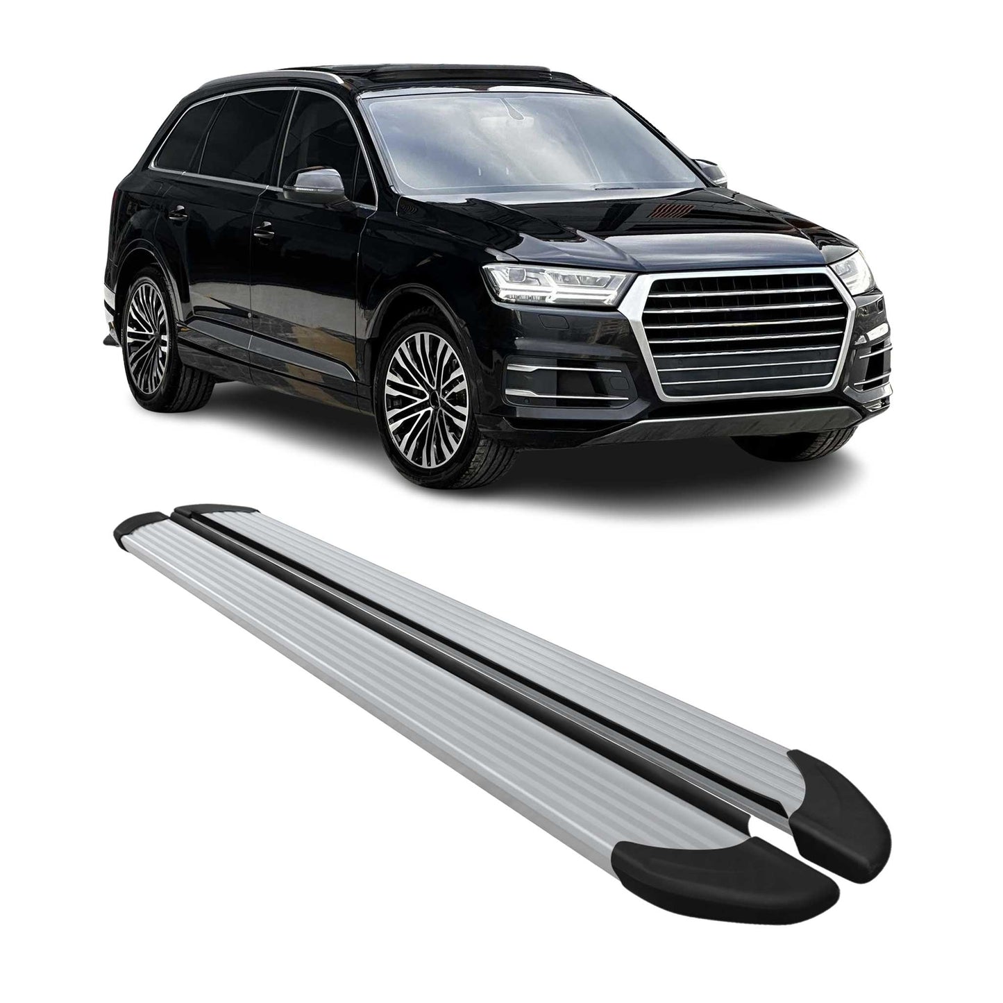 2017-2026 Audi Q7 Running Boards Side Steps Silver