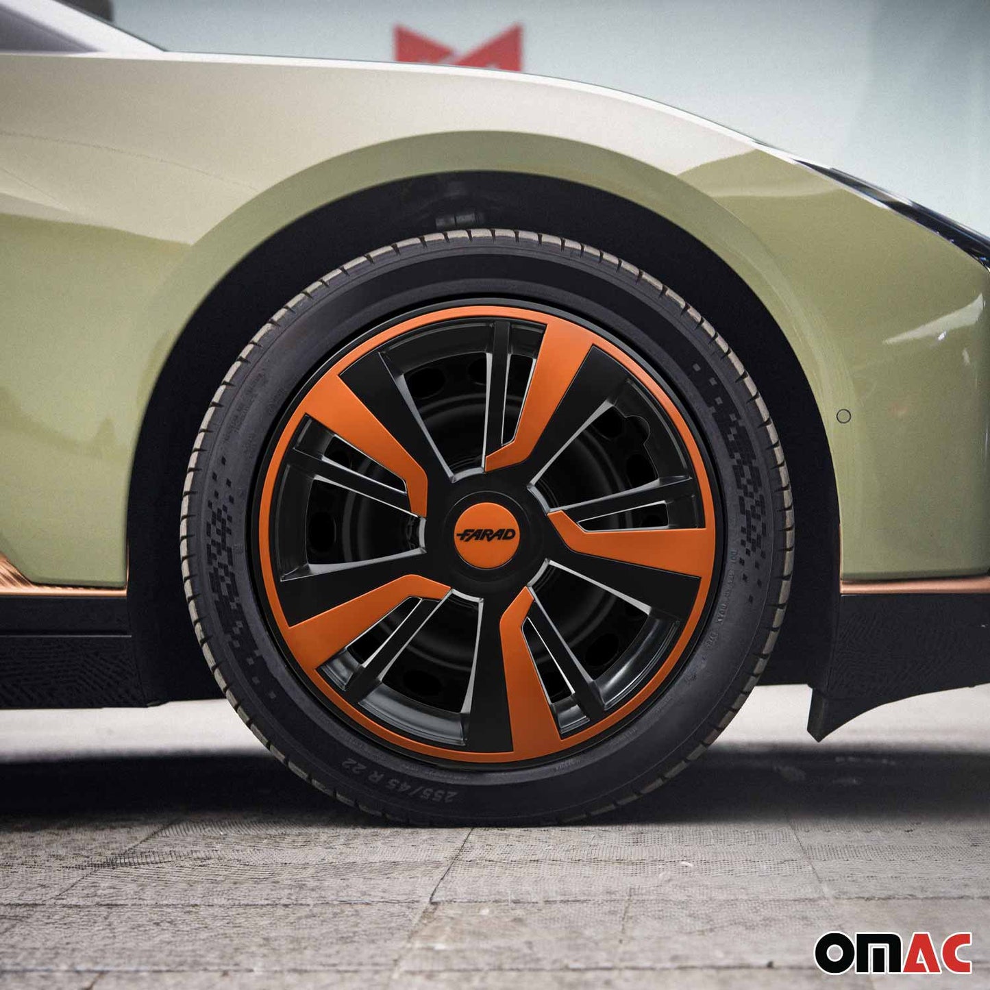 Twintone Hub Caps Wheel Cover 16" Black & Orange Insert Full Set 4 pcs.