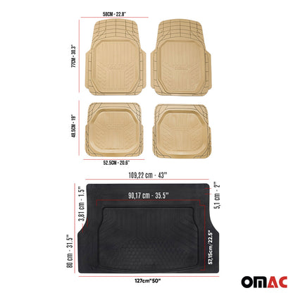 OMAC Floor Mats and Cargo Liners Universal for Cars SUV Beige