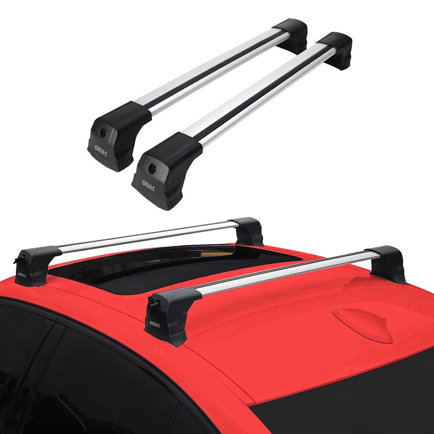 2010-2013 Mazda 3 Sedan Roof Rack Cross Bars Silver