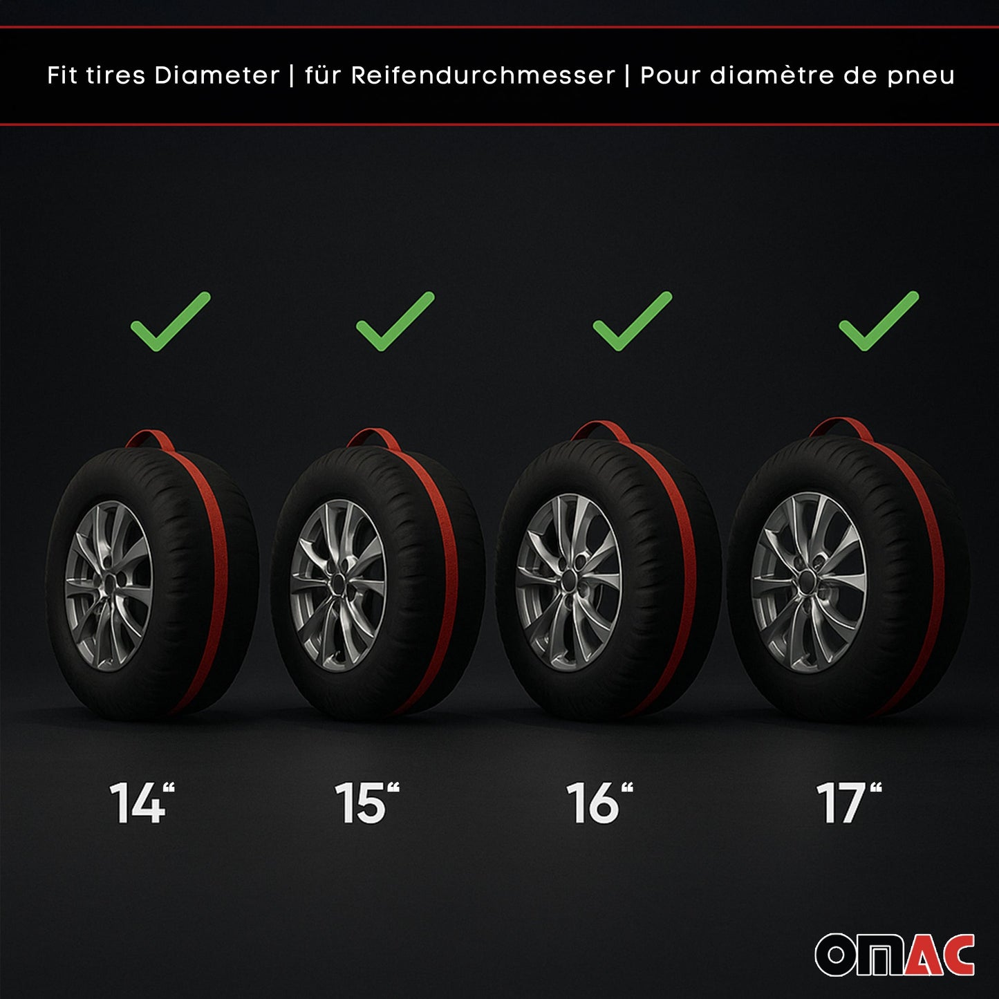 4 Pcs 14''-17" Car Spare Tire Cover Wheel Storage Bag Auto Protector Accessories