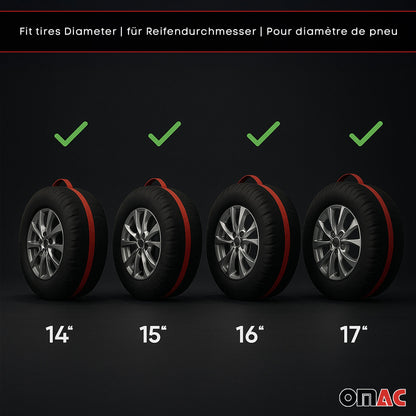 4 Pcs 14''-17" Car Spare Tire Cover Wheel Storage Bag Auto Protector Accessories