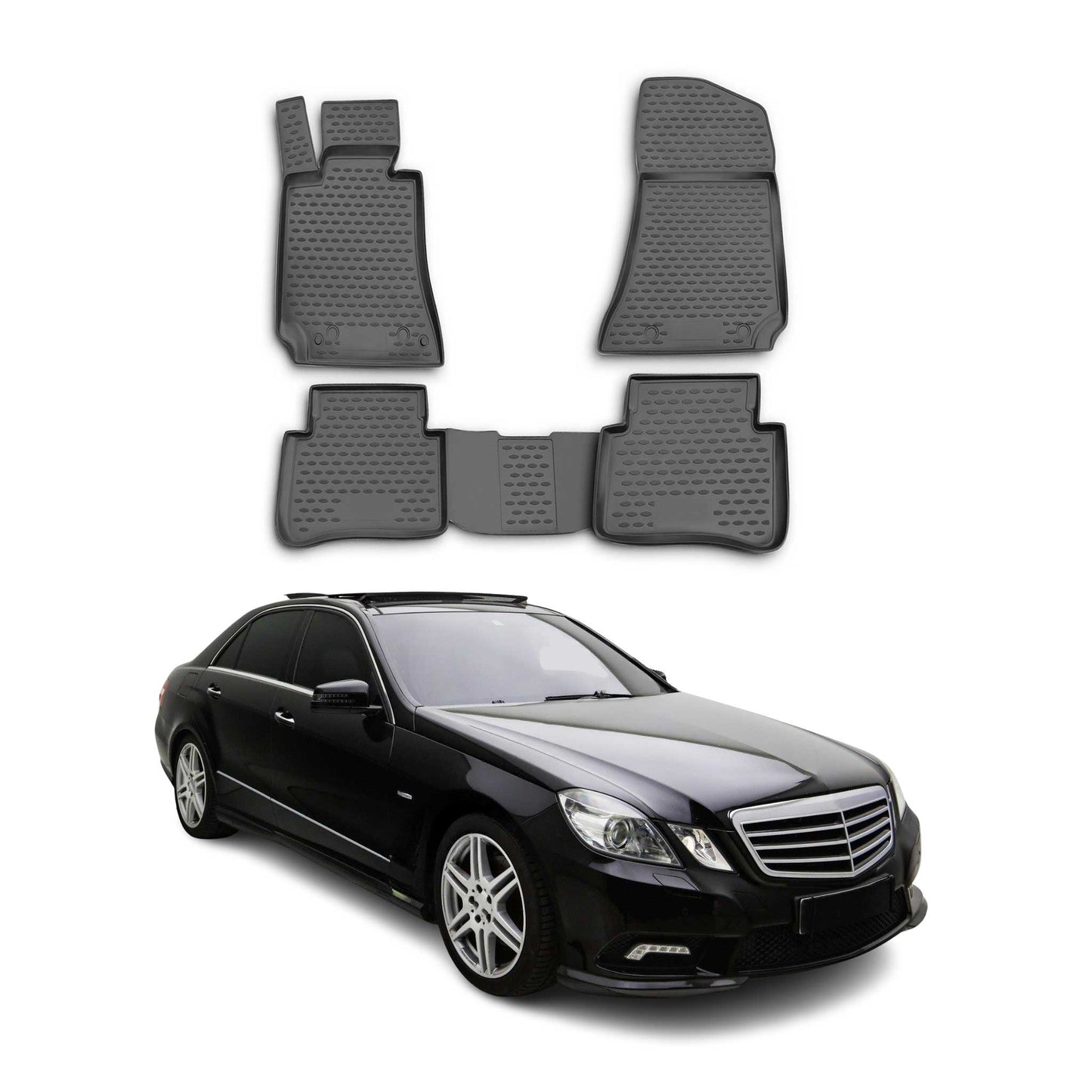 2010-2016 Mercedes E Class W212 Sedan Floor Mats Liners Full Set All Weather Black