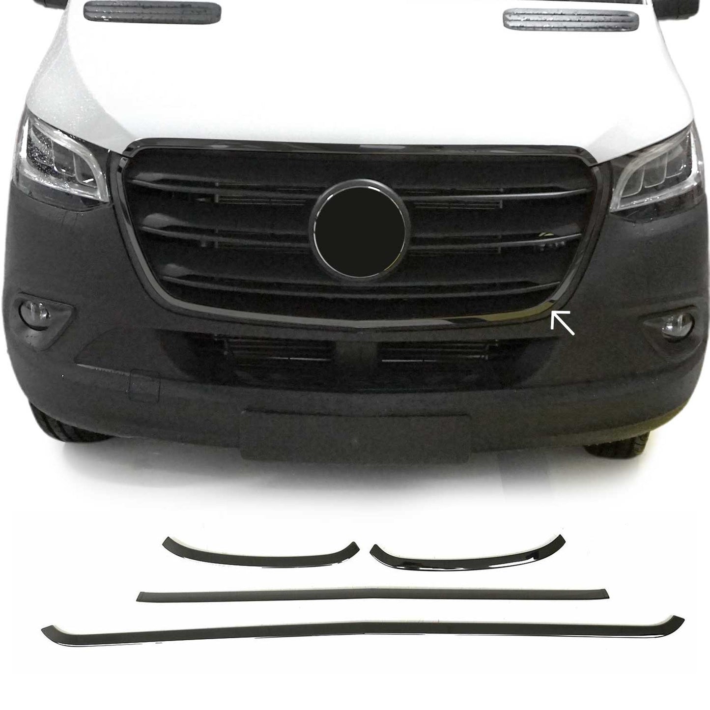 2019-2026 Mercedes Sprinter W907 910 Front Bumper Grill Trim Stainless Steel Dark 4x