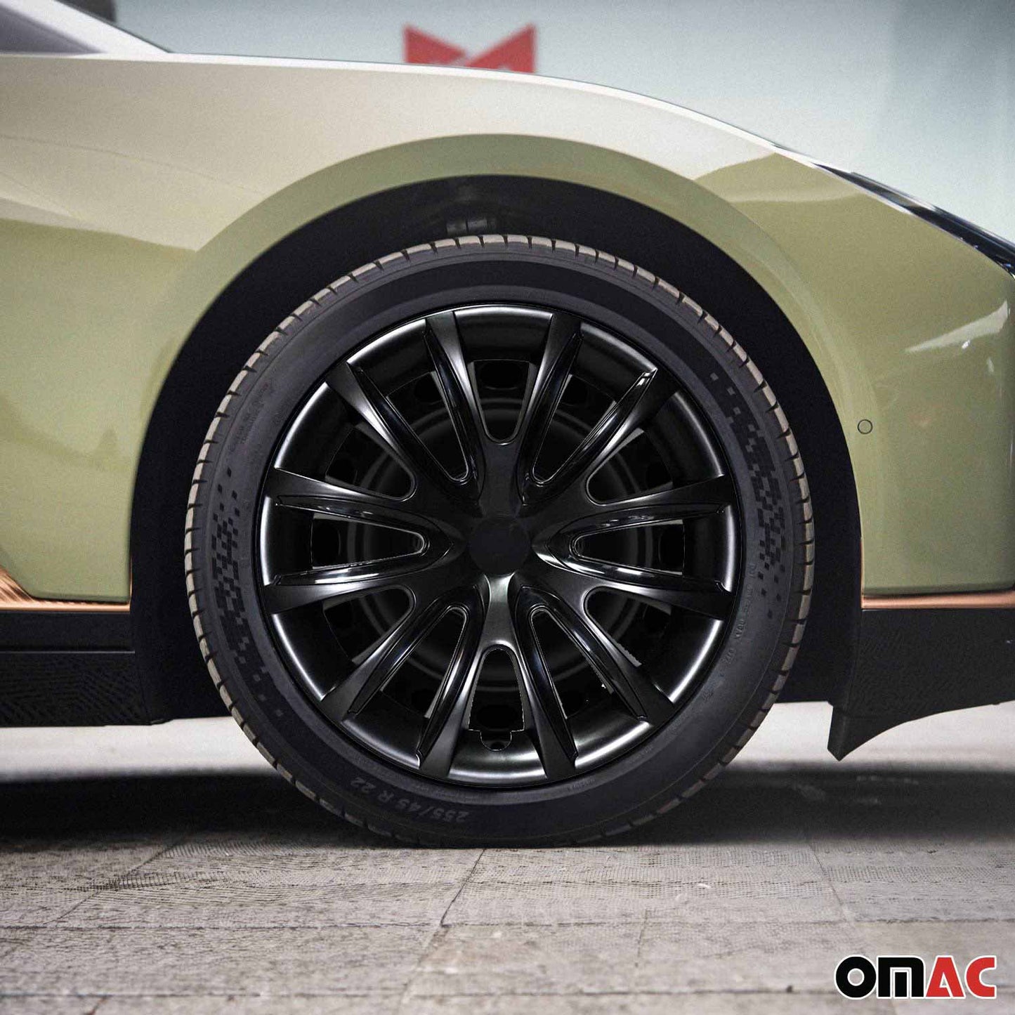 Bicolo Hub Caps Wheel Cover 15" Black & Black Full Set 4 pcs.
