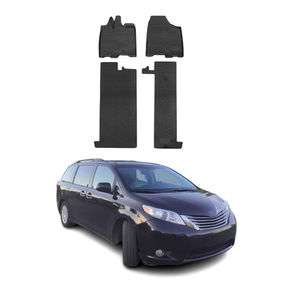 2011-2020 Toyota Sienna 3.gen 8 Seats Floor Mats Liners Full Set All Weather Black