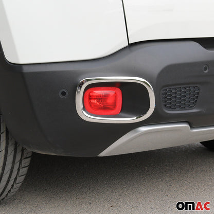 2019-2024 Jeep Renegade Rear Reflector Lamp Rim Frame Silver Steel 2 Pcs