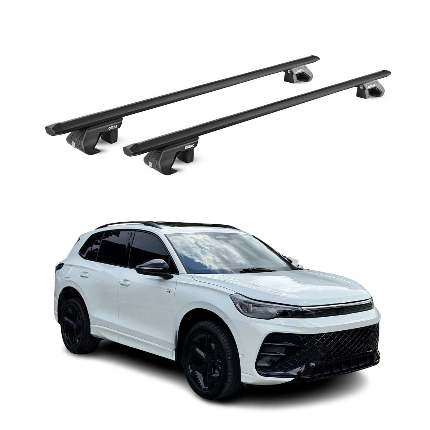 2025-2026 VW Tiguan Roof Rack Cross Bars Luggage Carrier Alu Black 2x