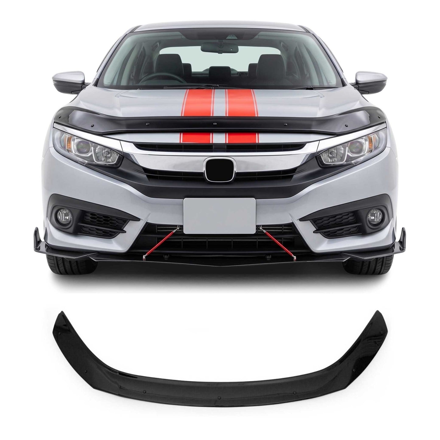 2016-2021 Honda Civic Front Bug Shield Hood Deflector 1 Pc Smoke