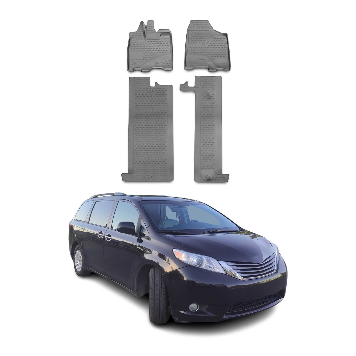 2011-2020 Toyota Sienna 3.gen 8 Seats Floor Mats Liners Full Set All Weather Gray