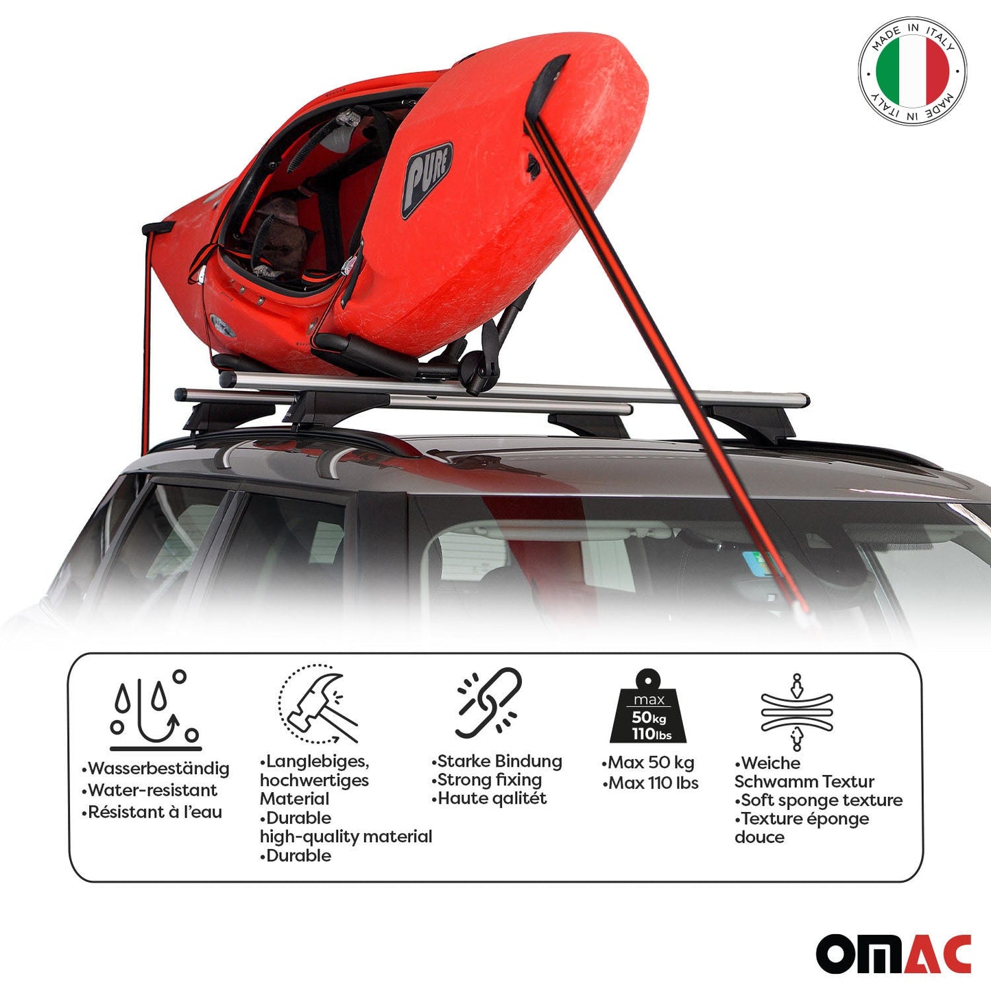 Kayak Carrier Canoe Boat Surf Snowboard Roof Mount Car Cross J-Bar Rack 2Pcs