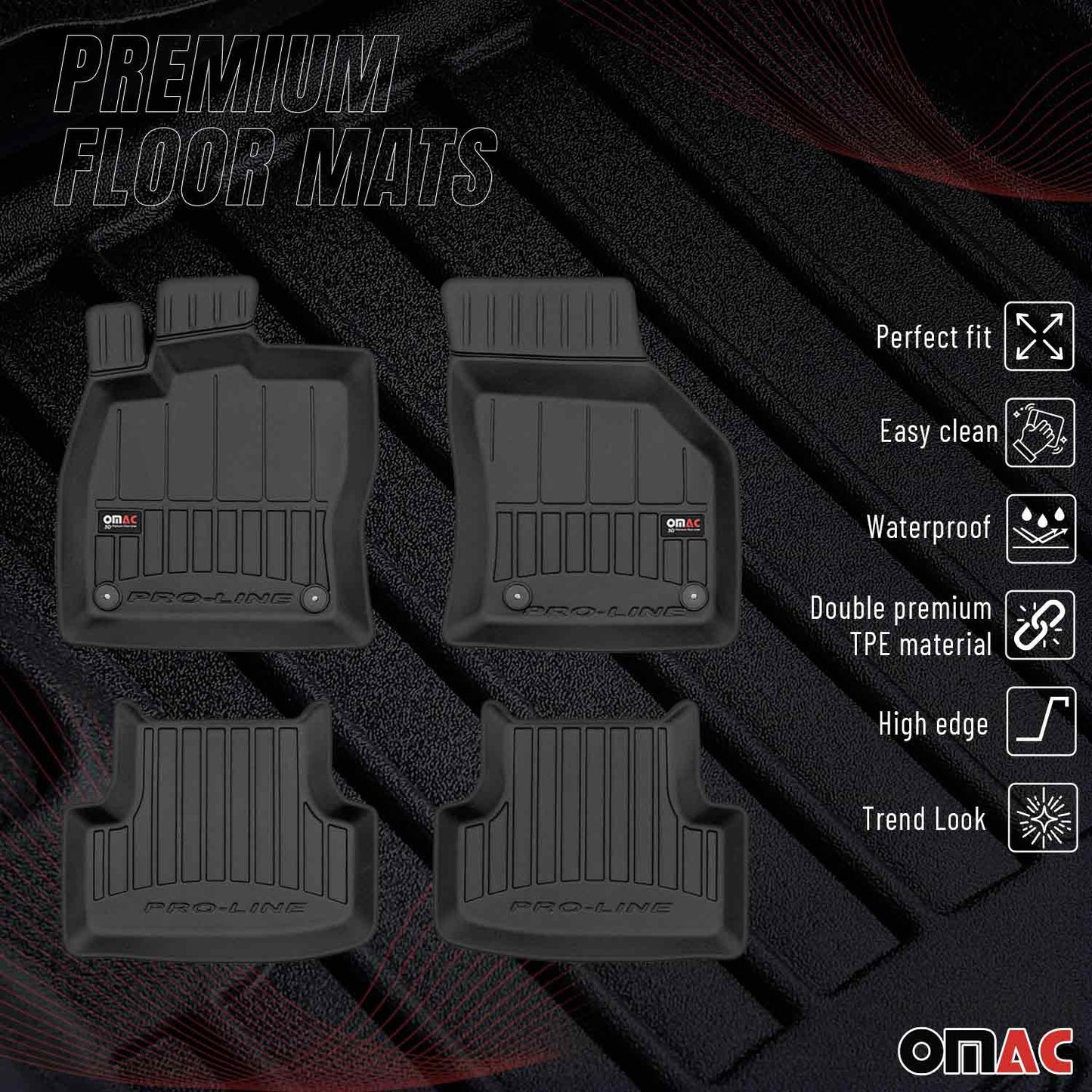 2015-2019 VW Golf VII SportWagen / Alltrack / GTI Premium Floor Mats Liners Full Set All Weather Heavy Duty