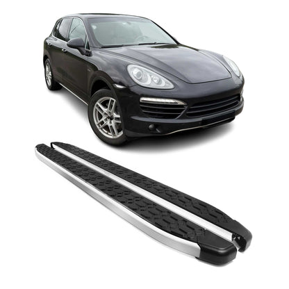2011-2018 Porsche Cayenne Running Boards Side Steps Silver & Black