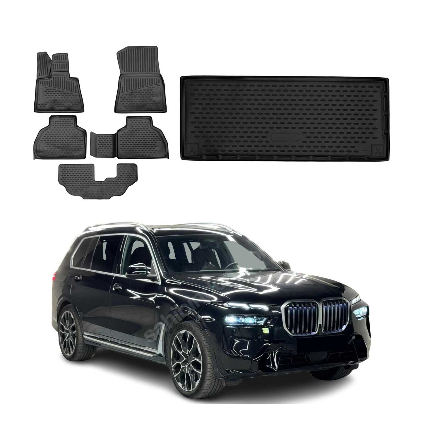 2019-2026 BMW X7 G07 7-Seater Floor Mats & Cargo Liner Full Set All Weather Black