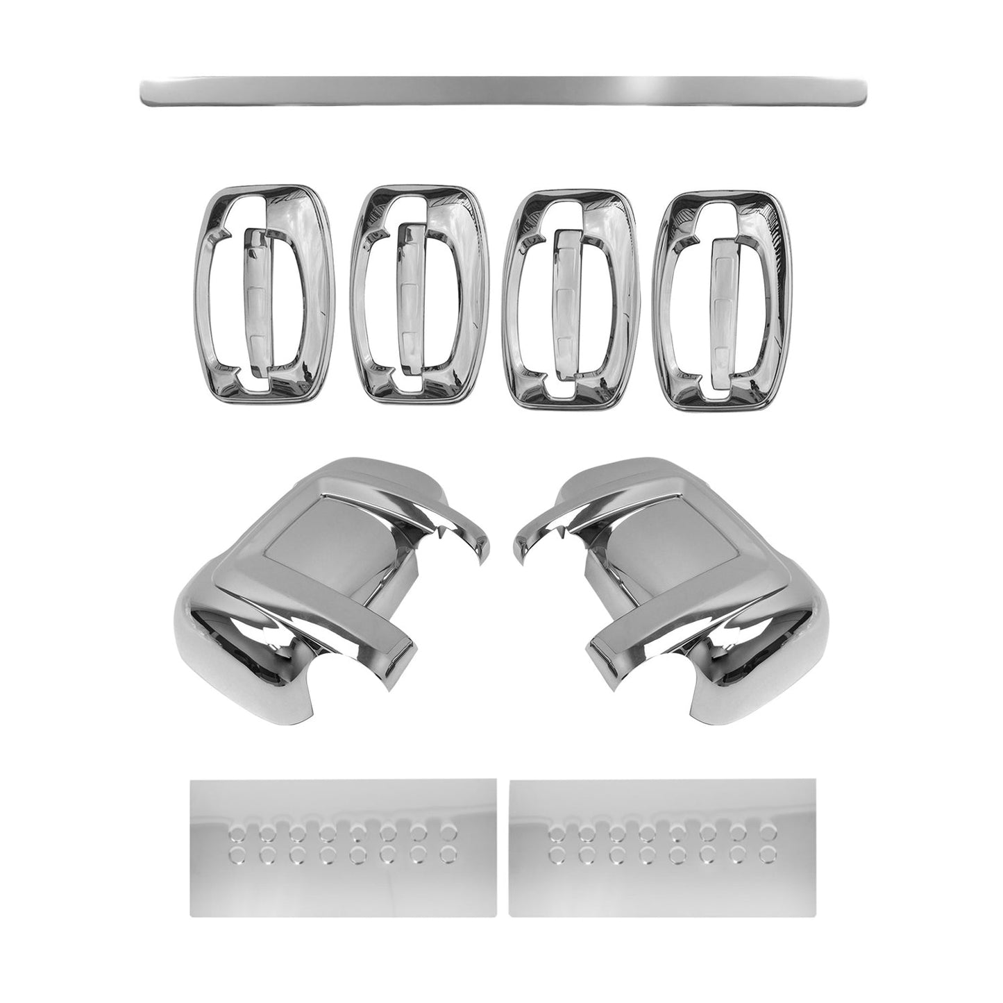2014-2022 RAM ProMaster Mirror Cover Caps & Door Sill Covers Chrome Set 13x