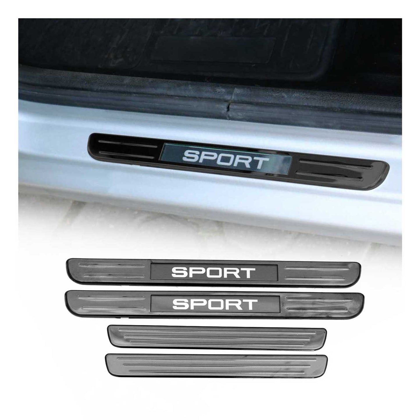 Mazda Door Sill Scuff Plate Illuminated Sport Stainless Steel Dark 4 Pcs