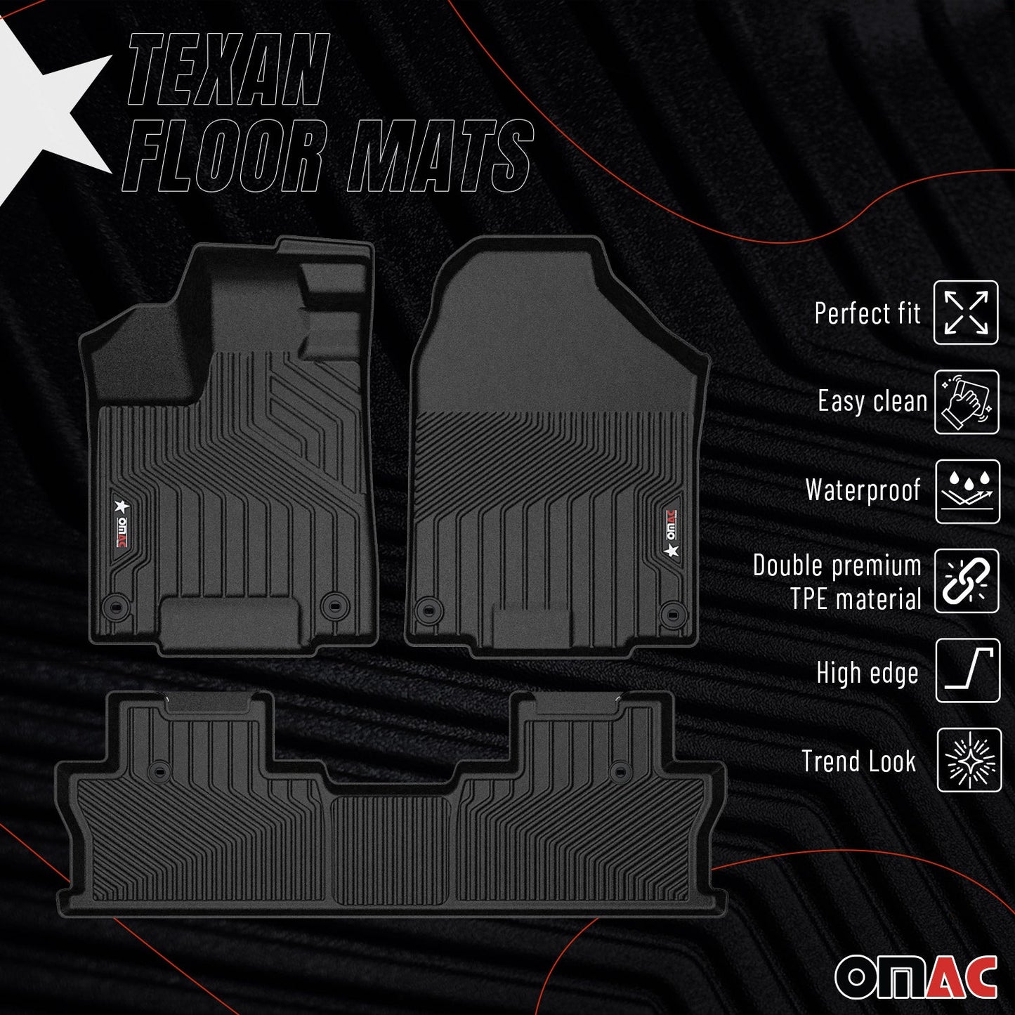 2017-2026 Honda Ridgeline Premium Floor Mats Liners First and Second Row Set