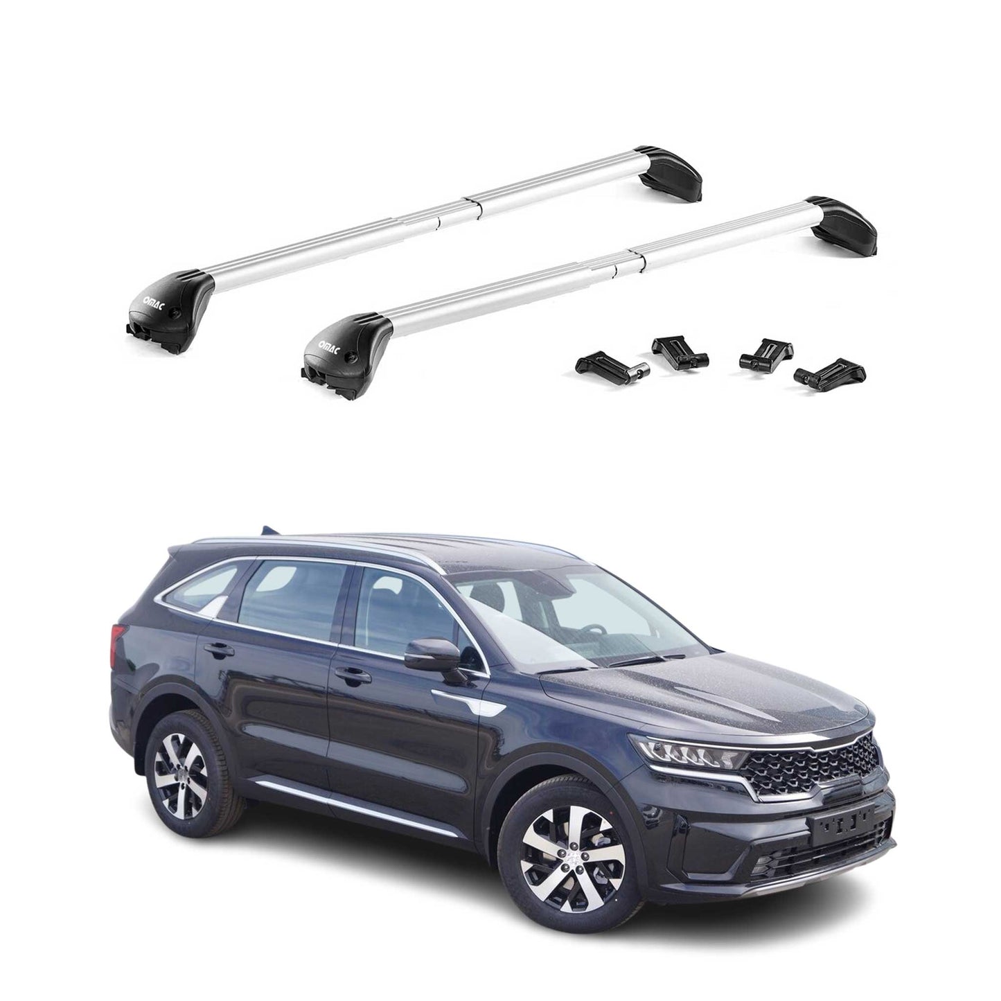 2021-2026 Kia Sorento Roof Rack Cross Bars Silver Luggage Carrier 2 Pcs
