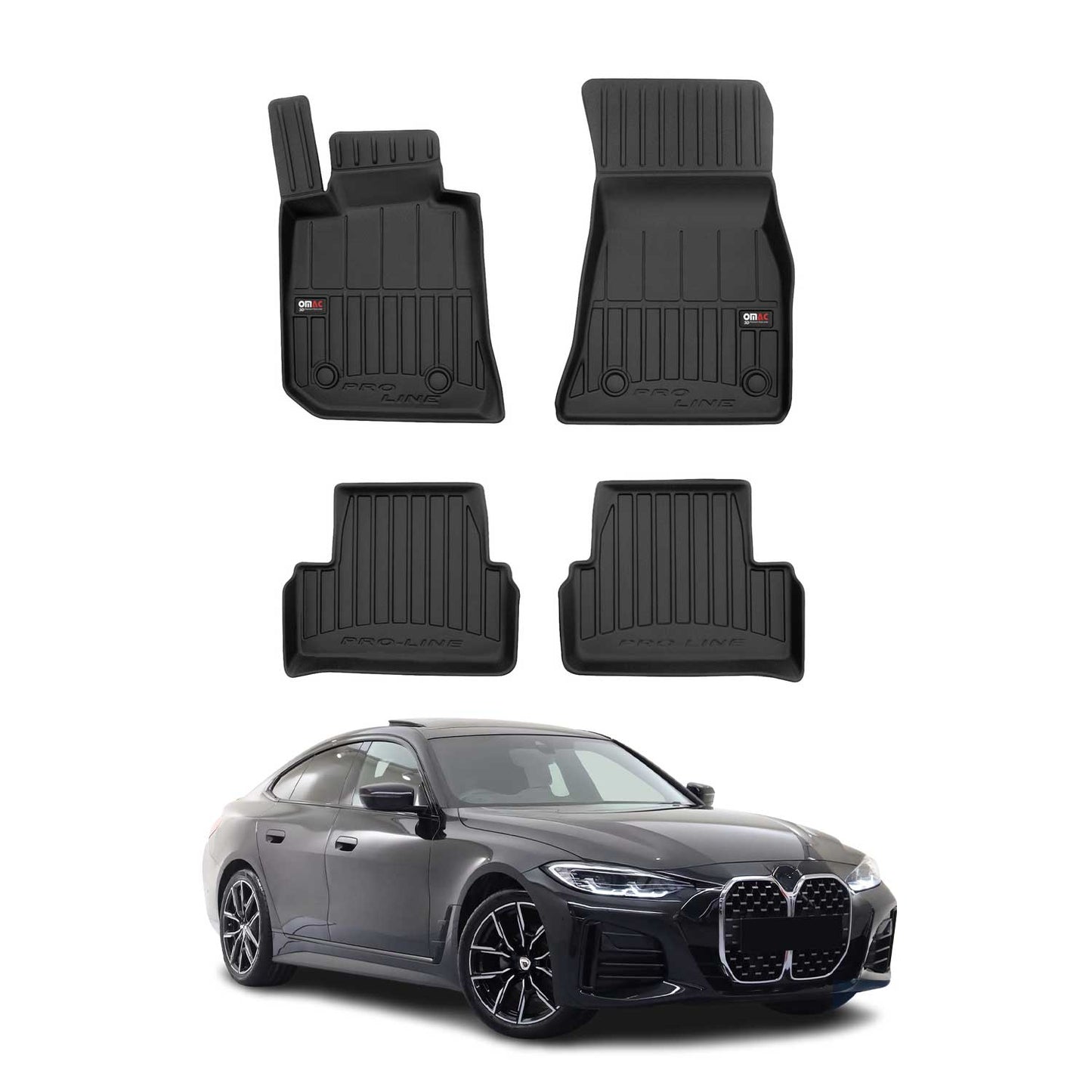 2022-2026 BMW i4 Gran Coupe / BMW 4 Series G26 Gran Coupe Premium Floor Mats Liners Full Set All Weather Heavy Duty Black