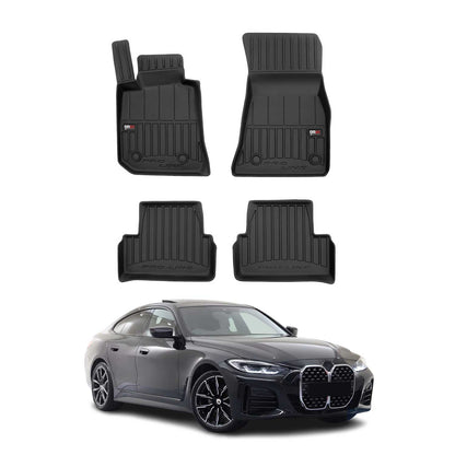 2022-2026 BMW i4 Gran Coupe / BMW 4 Series G26 Gran Coupe Premium Floor Mats Liners Full Set All Weather Heavy Duty Black