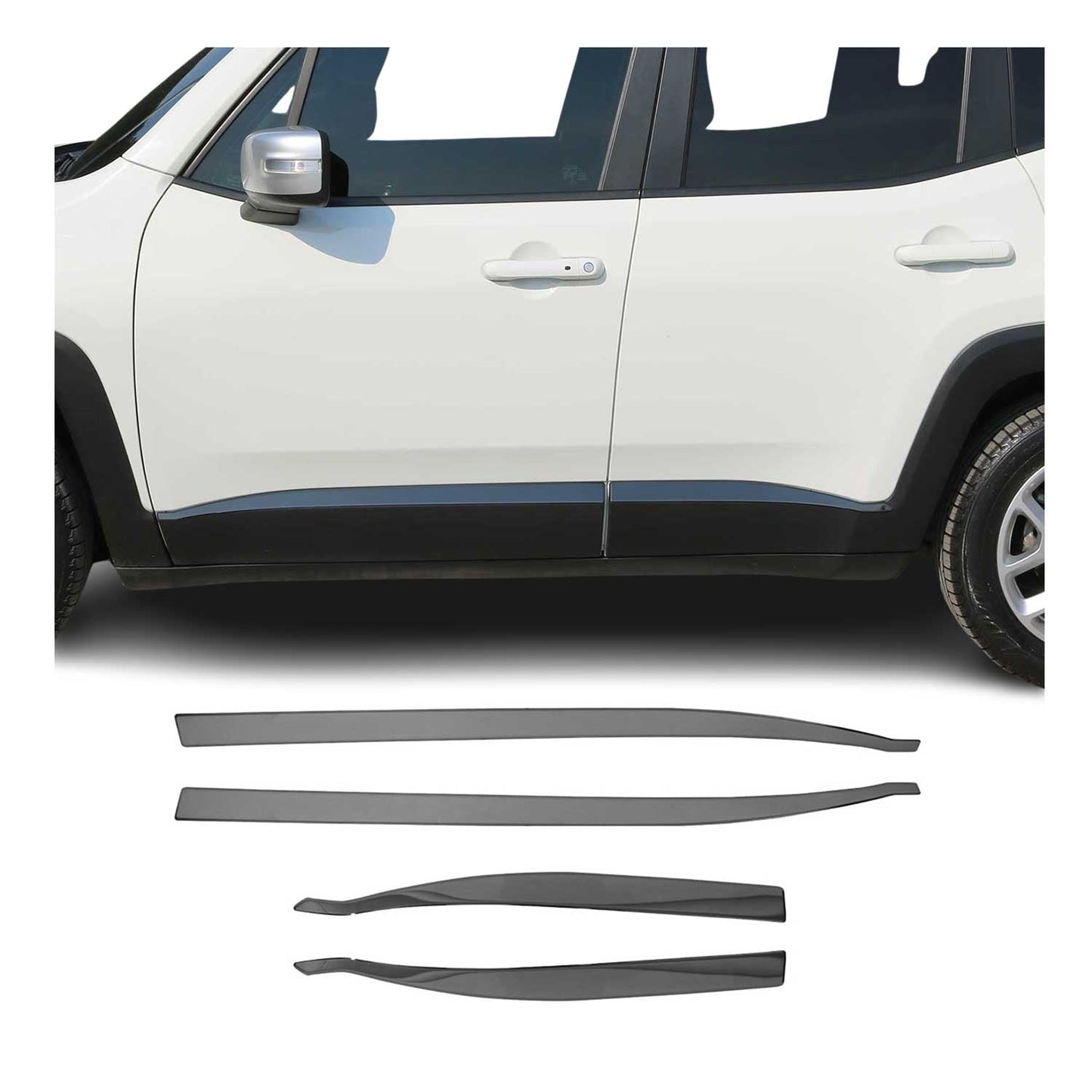 2015-2024 Jeep Renegade Side Door Molding Trim Skirt Garnish 4 Steel Dark 4Pcs