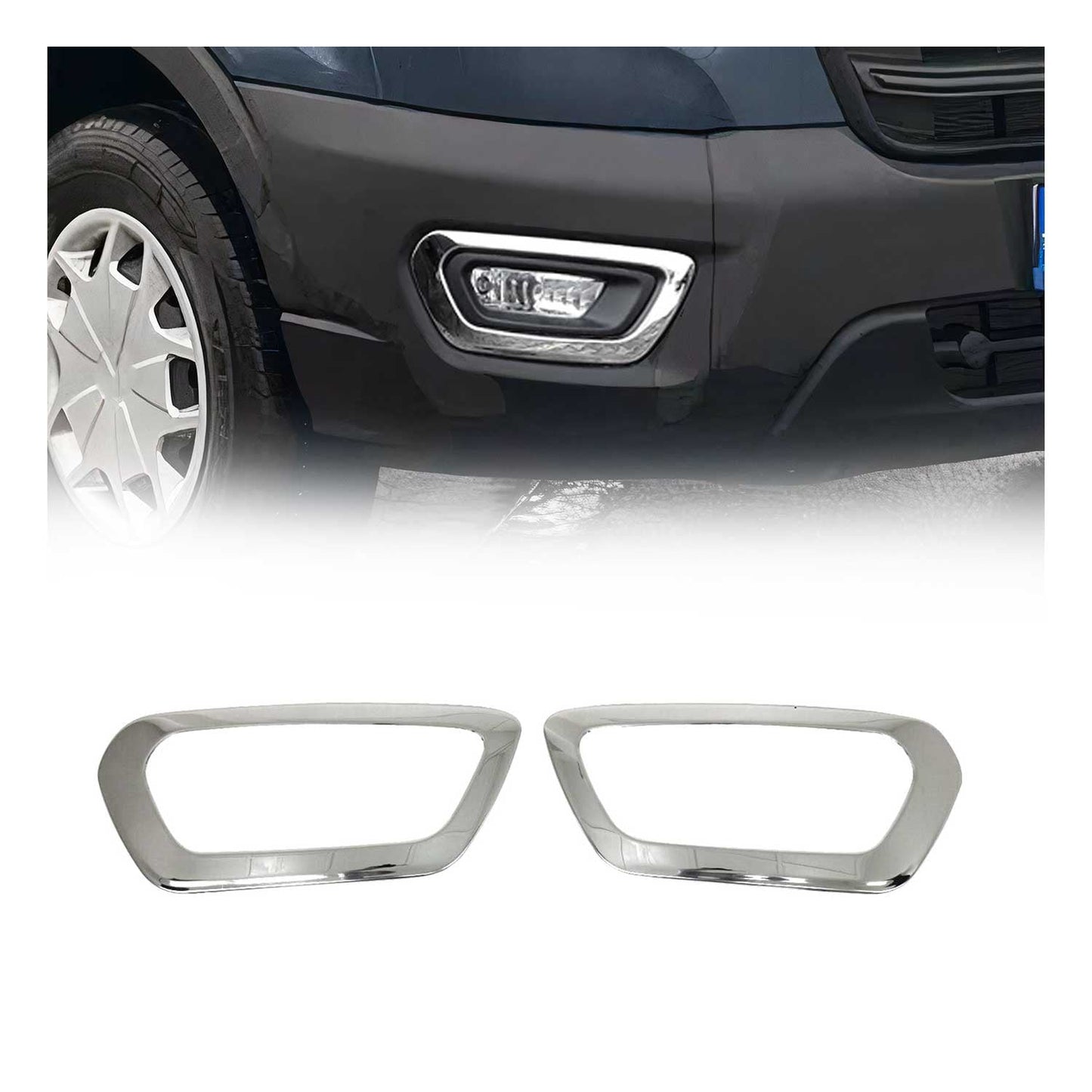 2021-2026 Ford Transit Fog Light Lamp Bezel Cover Stainless Steel Silver 2 Pcs