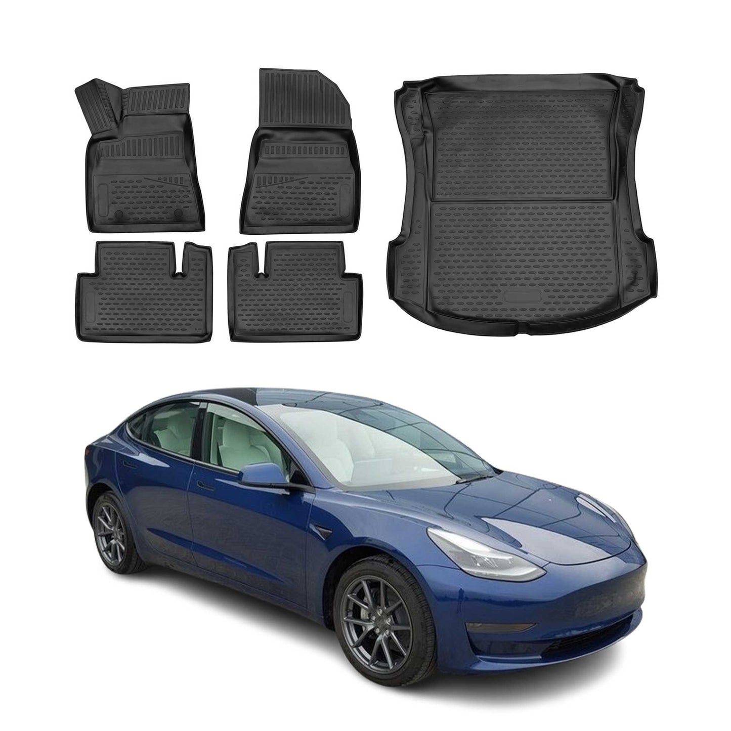 2017-2026 Tesla Model 3 Floor Mats & Cargo Liner Full Set Black