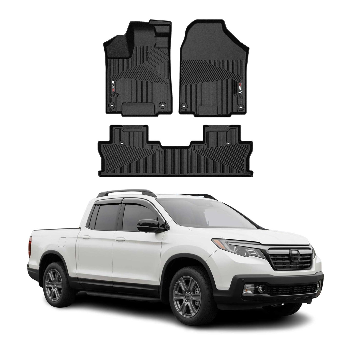 2017-2026 Honda Ridgeline Premium Floor Mats Liners First and Second Row Set