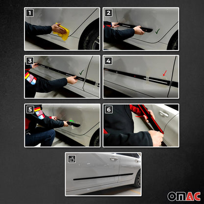 Kia Side Door Molding Trim Skirt Garnish Black 4 Pcs