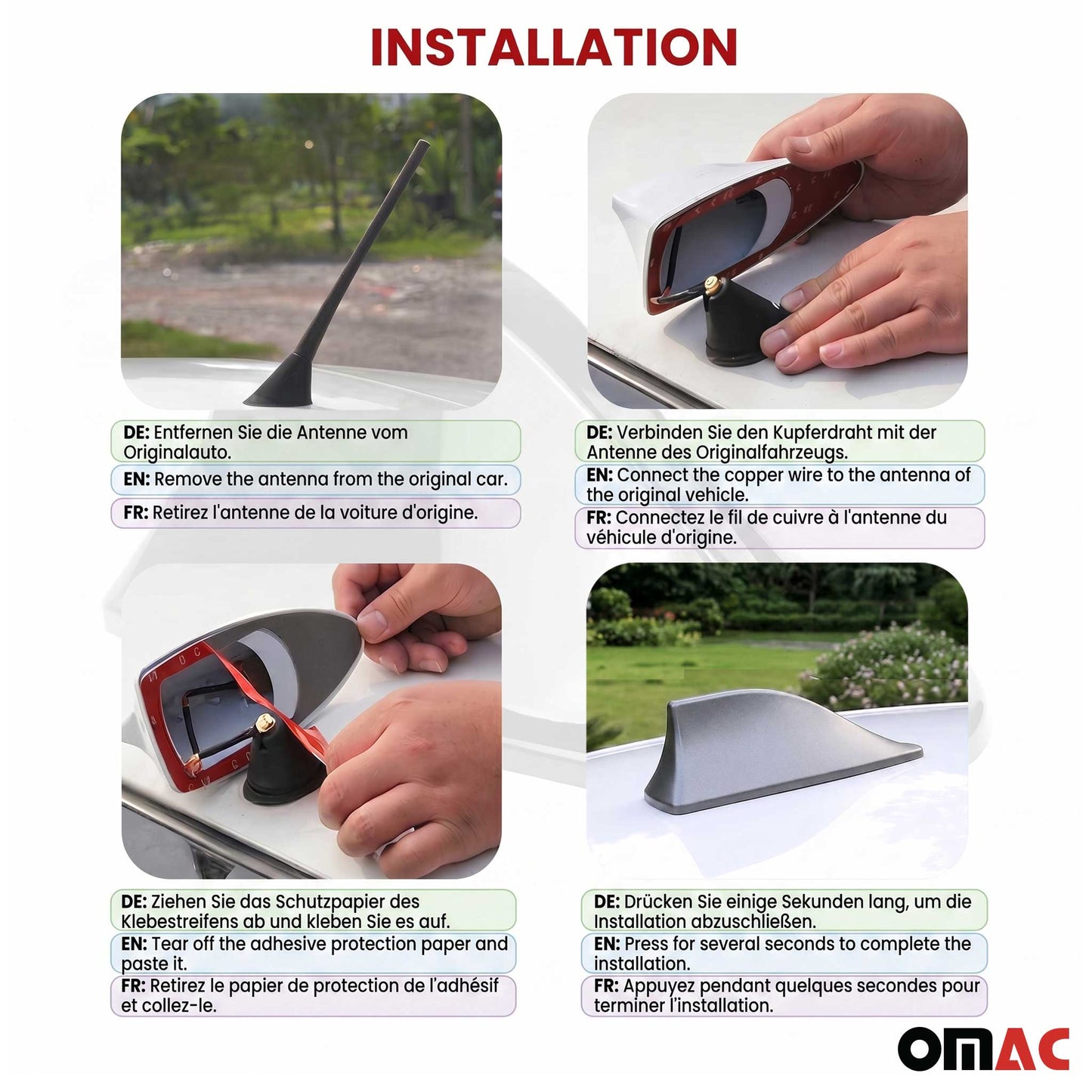 Car Shark Fin Antenna Roof Radio AM/FM Signal Aerial Accessories Grey