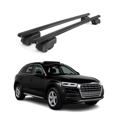 Lockable Roof Rack Cross Bars Luggage Carrier for Audi Q5 SQ5 2.gen 2018-2025 Black 2Pcs