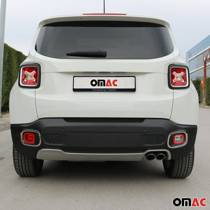 2019-2024 Jeep Renegade Rear Reflector Lamp Rim Frame Silver Steel 2 Pcs