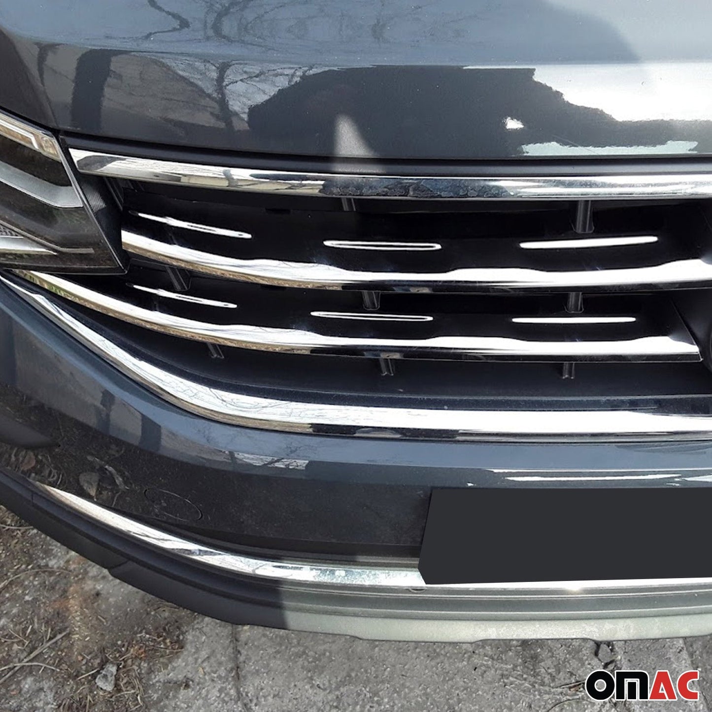 2022-2024 VW Tiguan Front Bumper Grill Trim Molding Stainless Steel Silver 4 Pcs