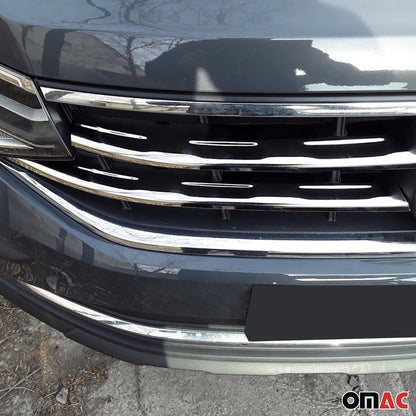 2022-2024 VW Tiguan Front Bumper Grill Trim Molding Stainless Steel Silver 4 Pcs