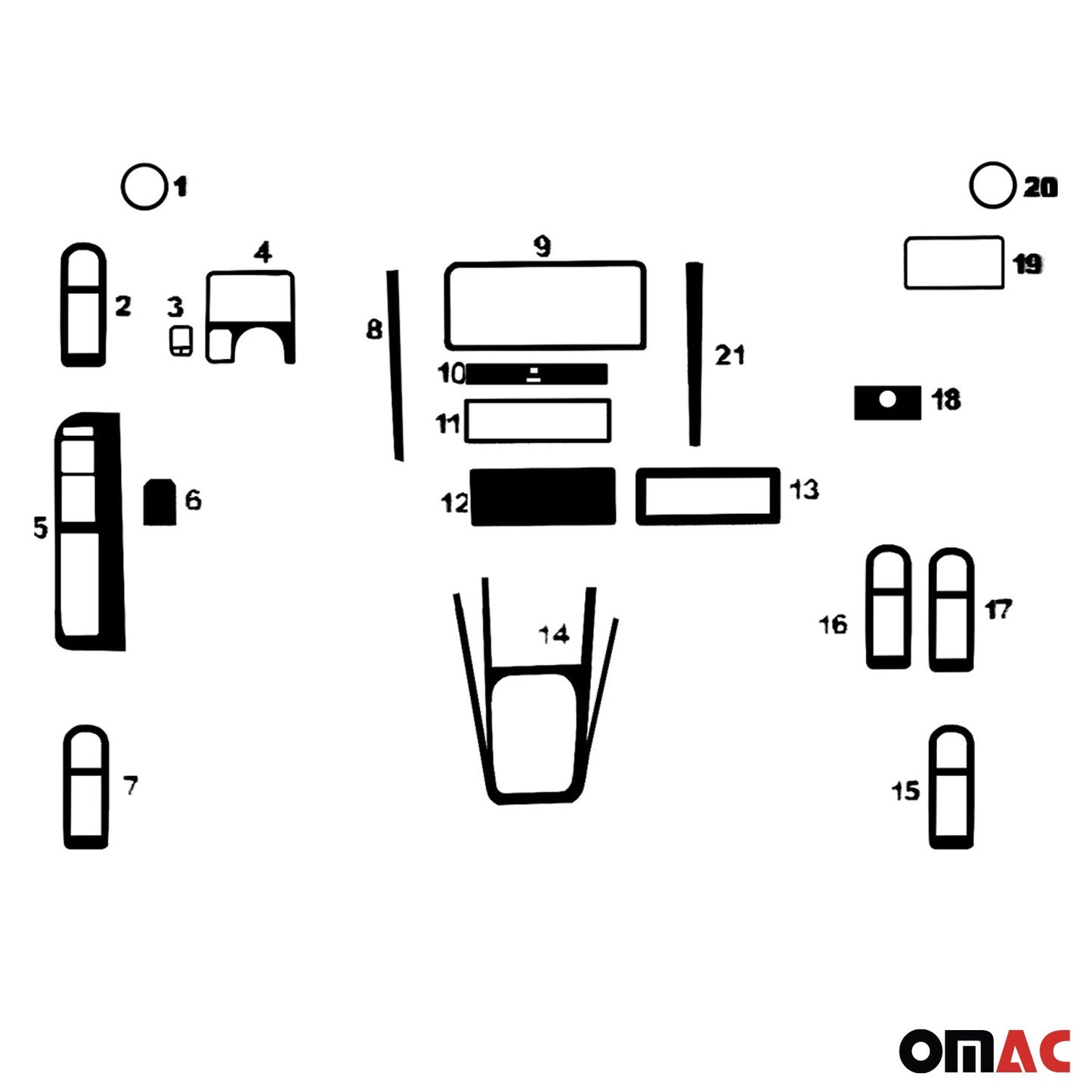 1998-2003 Volkswagen Golf Mk4 Piano Black Dashboard Console Trim Kit 21Pcs
