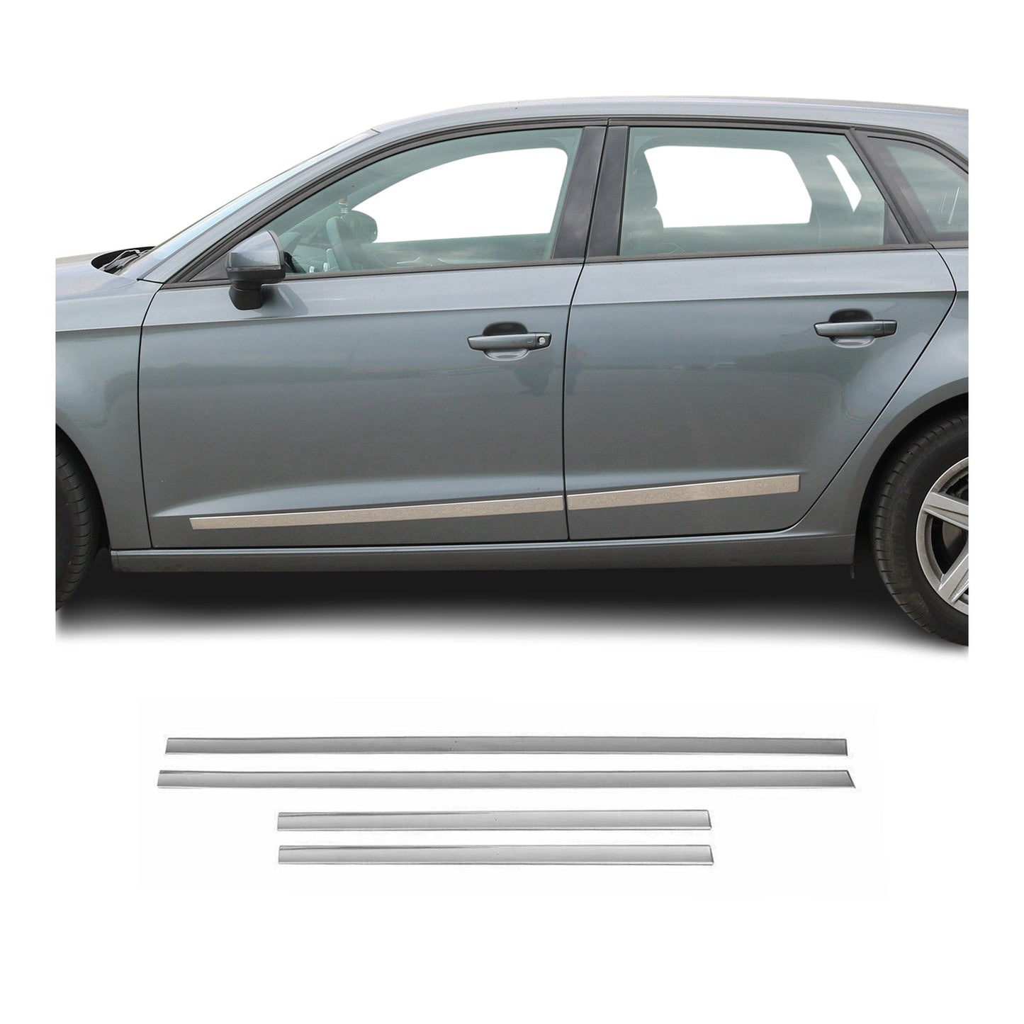 RAM Side Door Molding Trim Skirt Garnish Stainless Steel Silver 4Pcs