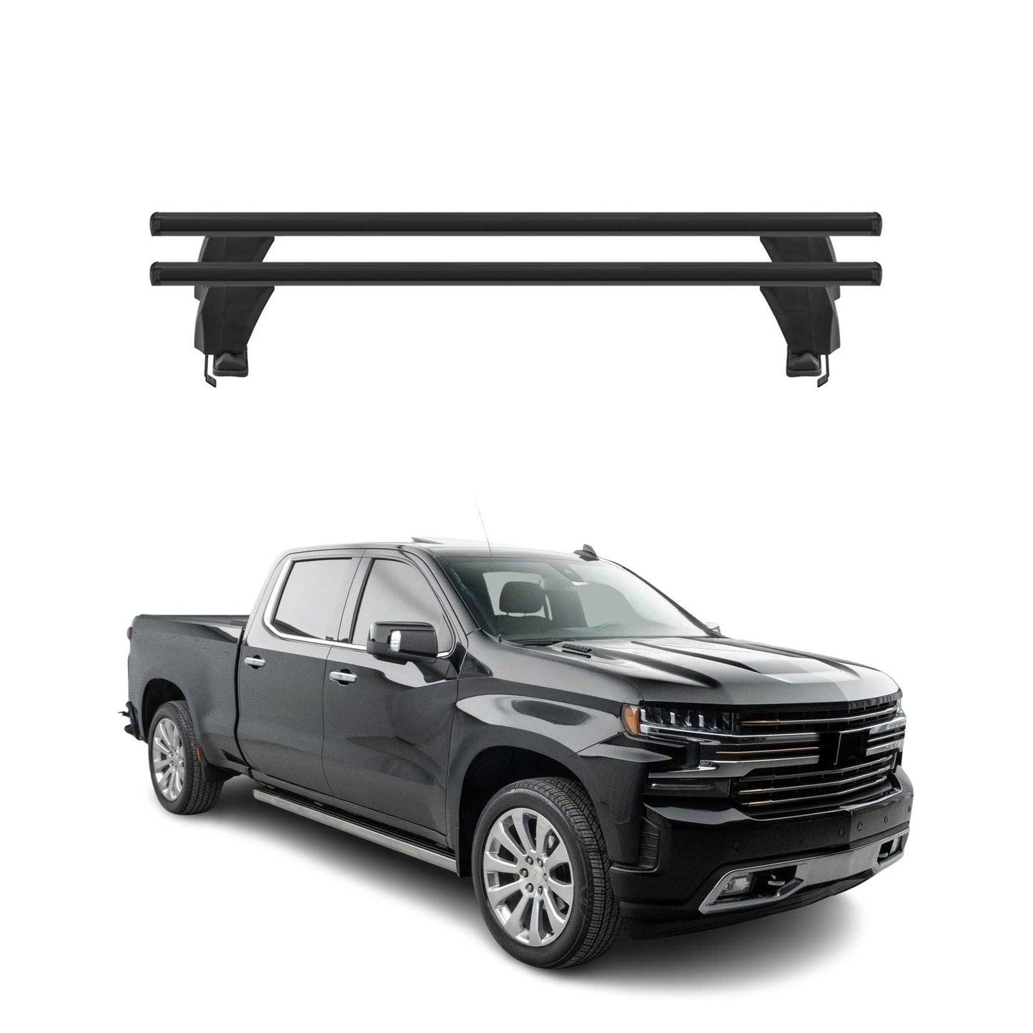 2019-2026 Chevrolet Silverado 1500 2500 Roof Rack Cross Bars Silver