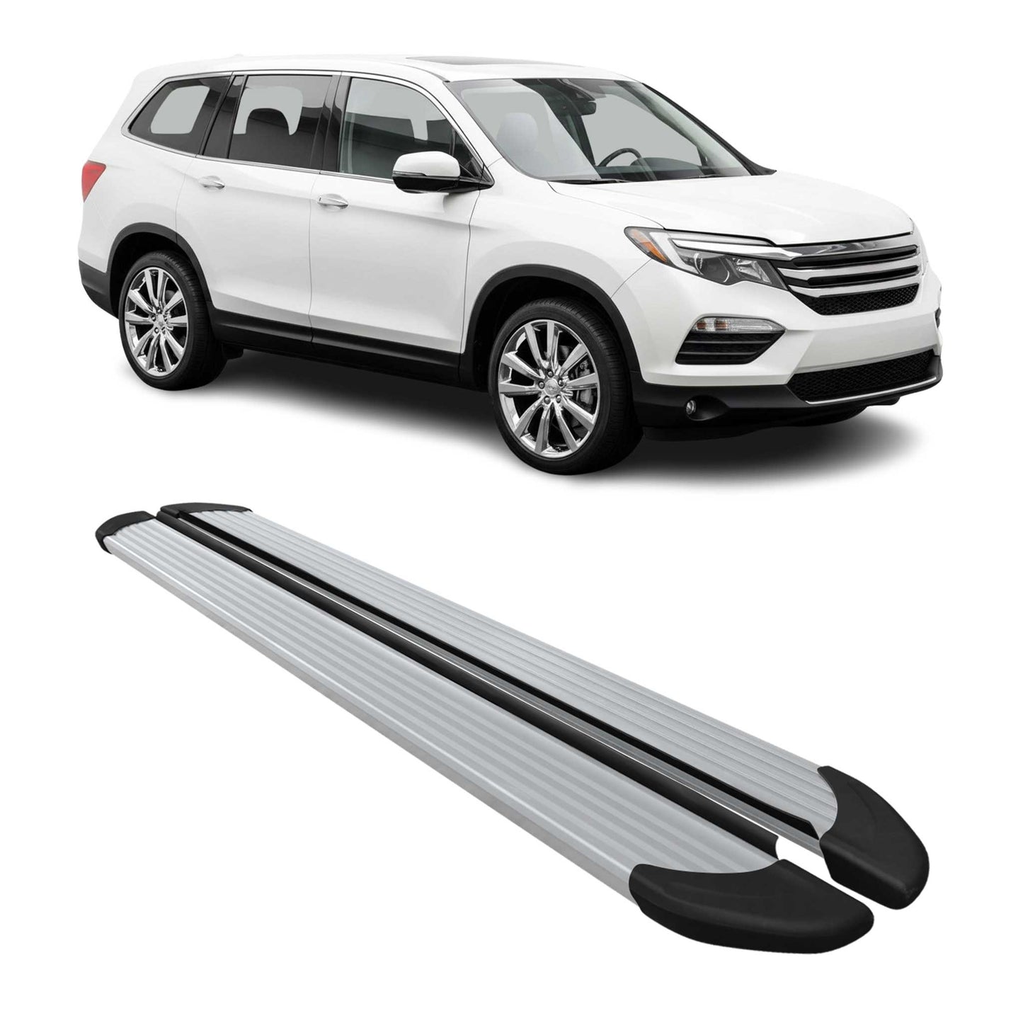 2016-2022 Honda Pilot Running Boards Side Steps Silver