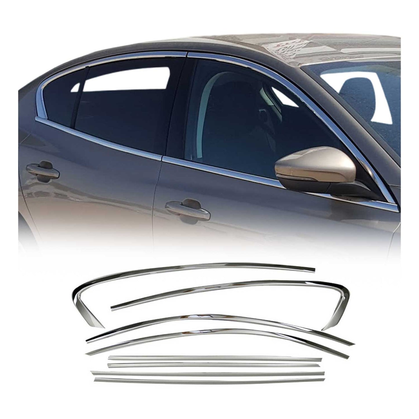 2018-2024 Ford Focus Window Molding Trim Streamer Stainless Steel Silver 8x