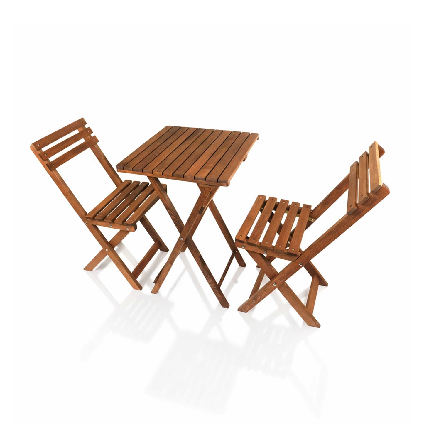 3Pcs Folding Wooden Bistro Set Dining Indoor Outdoor Furniture BBQ Picnic Party