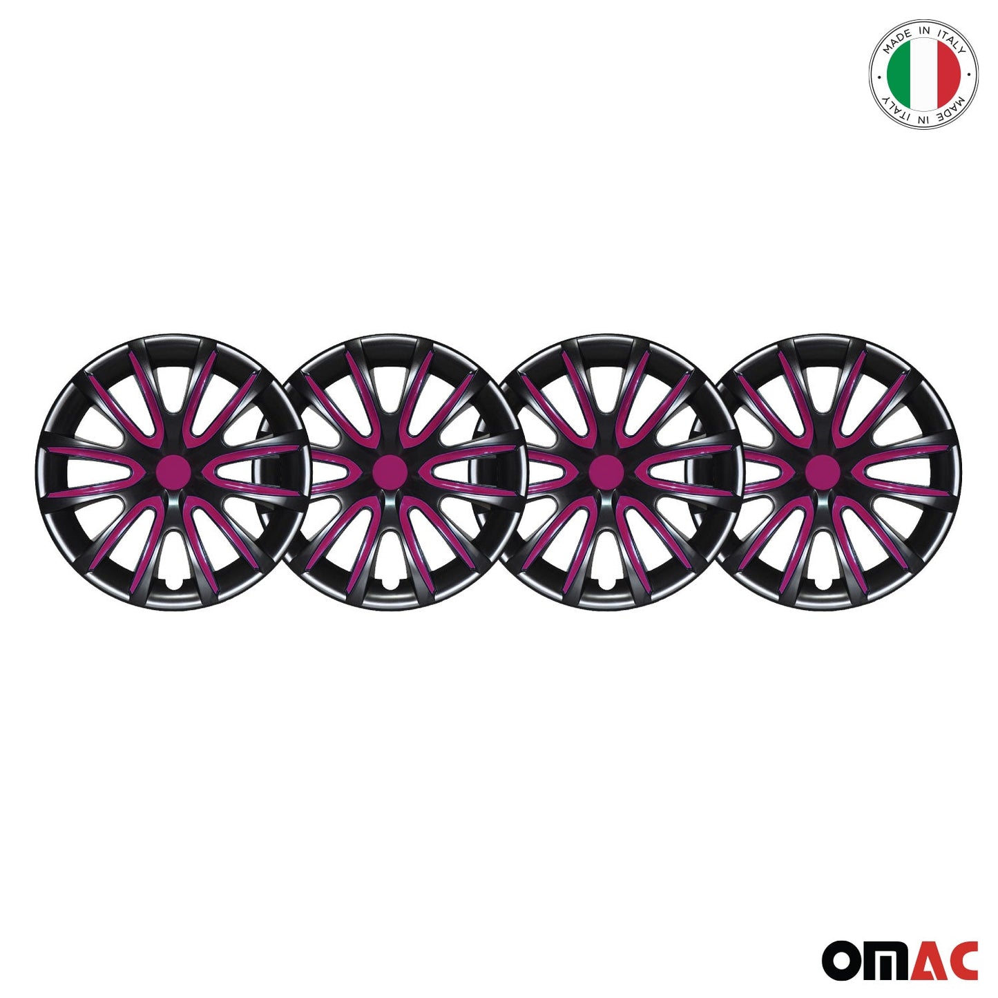 Bicolo Hub Caps Wheel Cover 16" Black & Violet Full Set 4 pcs.