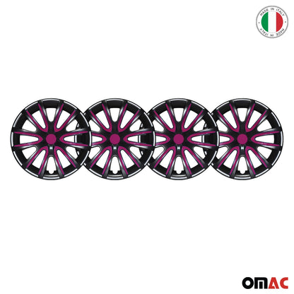 Bicolo Hub Caps Wheel Cover 16" Black & Violet Full Set 4 pcs.