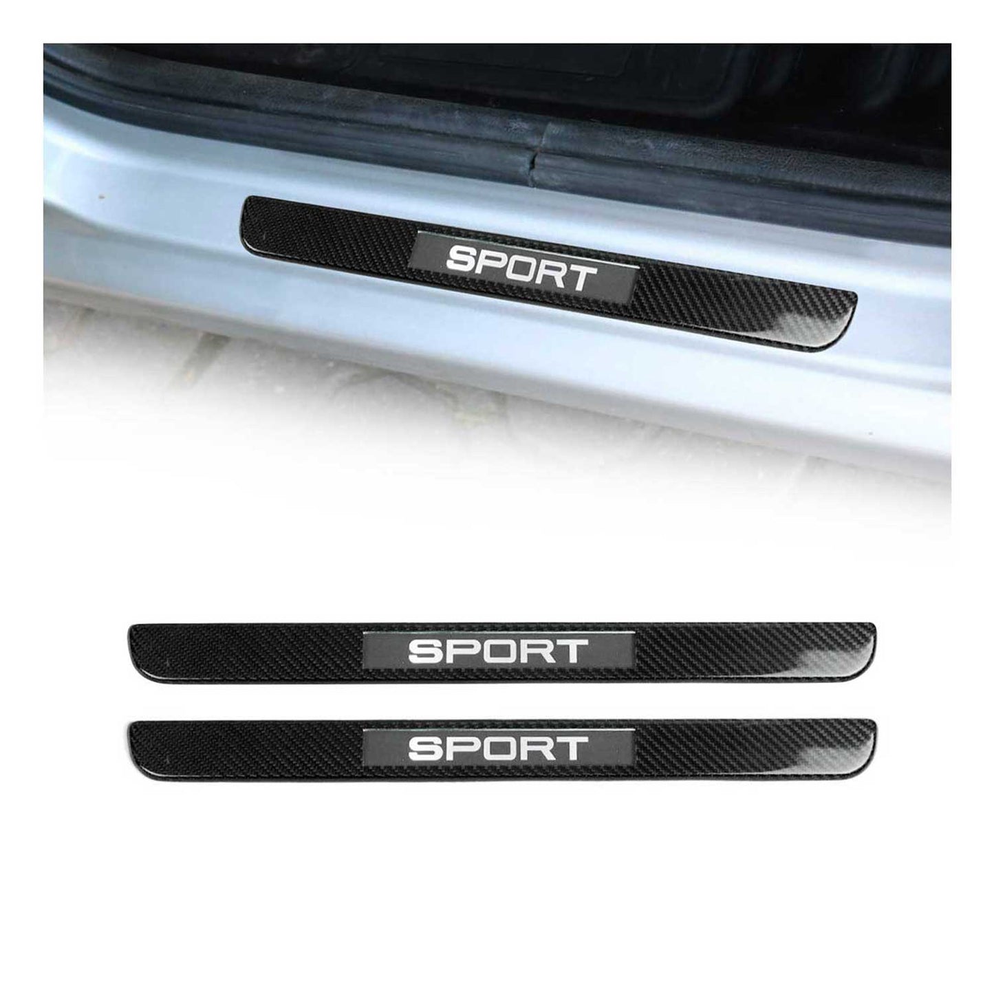 Genuine Carbon Illuminated LED Door Sill Cover Scuff Plate Sport 2 Pcs