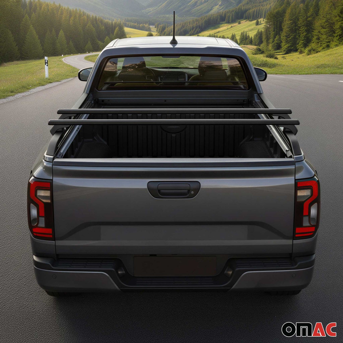 2022-2024 Ford Ranger II Trunk Bed Carrier Roof Racks Alu Black 2 Pcs