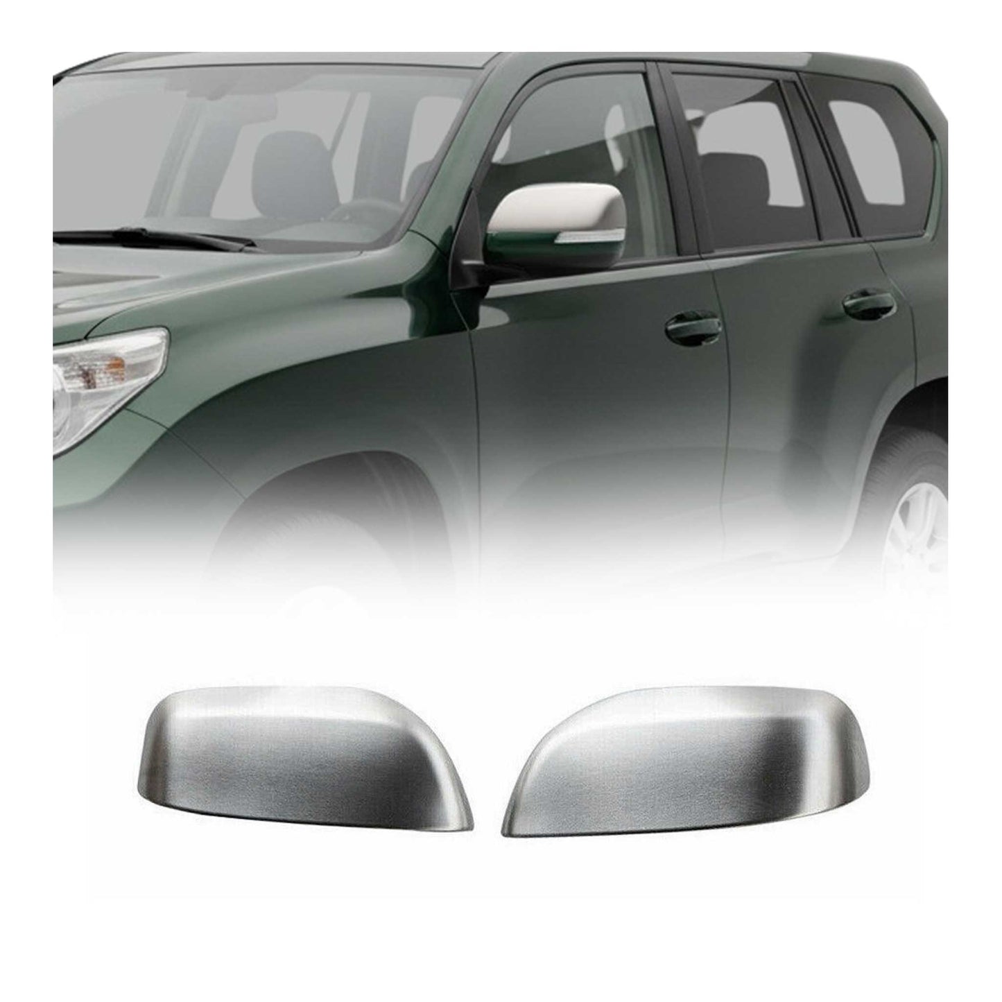 2010-2013 Lexus GX 460 Side Mirror Cover Caps Brushed Stainless Steel Silver 2 Pcs