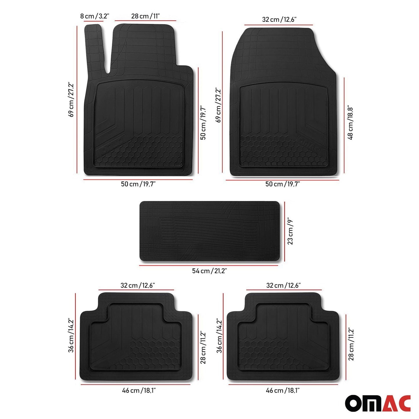 2002-2012 Jeep Liberty ForTwo Universal Floor Mats Liner All Weather 3D Black Waterproof 5 Pcs