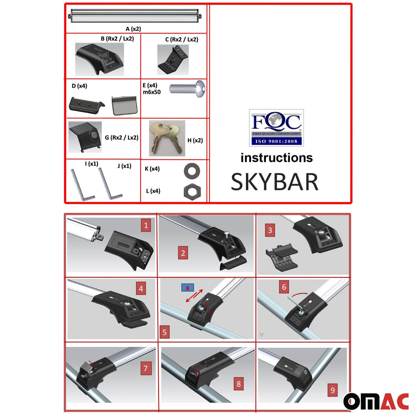 2014-2018 Subaru Forester IV Roof Rack Cross Bars Silver