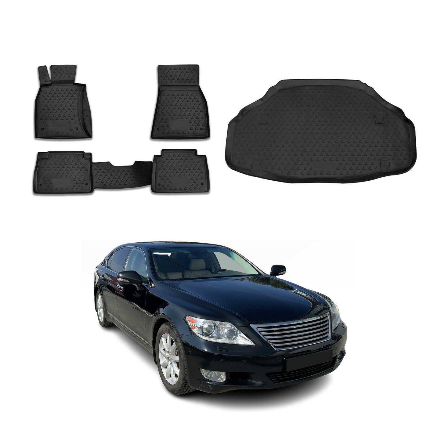 2013-2017 Lexus LS460 Long Floor Mats & Cargo Liner Full Set All Weather Black
