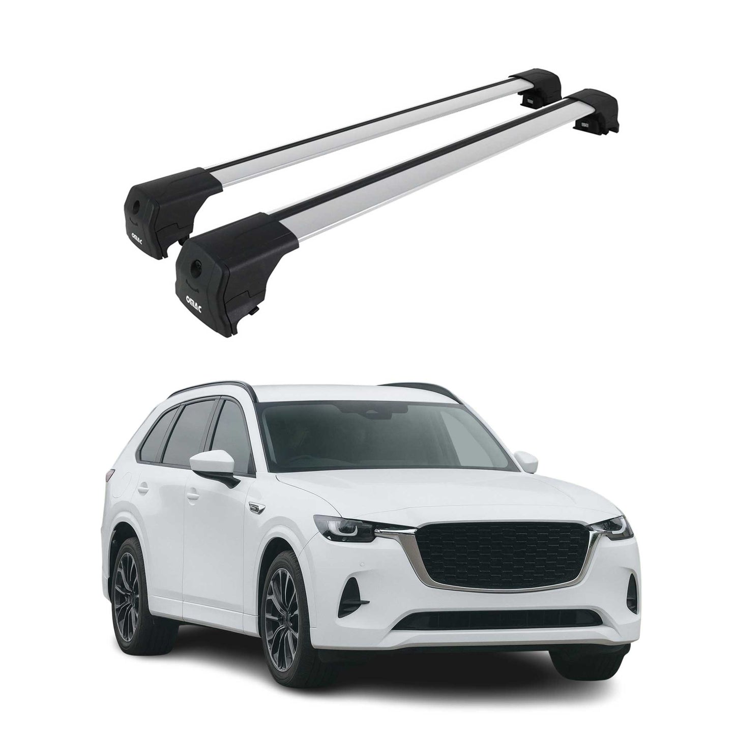 2025-2026 Mazda CX-70 Roof Rack Cross Bars Luggage Carrier Alu Gray 2x
