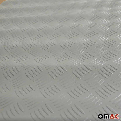 Rubber Truck Bed Liner Trunk Mat Flooring Mat Black & Grey Aluminium Look
